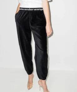 Alexanderwang.t Clothing Black ‘Stretch Corduroy Logo Sweatpants’