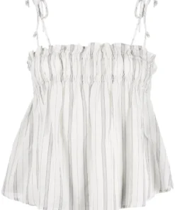 Ganni 'Striped Tie Up Strap Top'