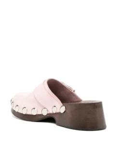 Ganni Light Pink 'Studded Buckle Clogs'