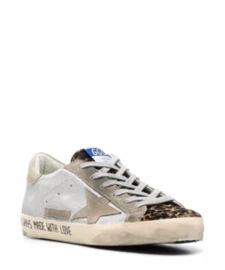 Golden Goose ‘Super-Star’ Silver Leopard Tongue Sneakers