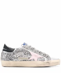 Golden Goose Shoes 'Superstar Silver Glitter Pink Star Trainers'
