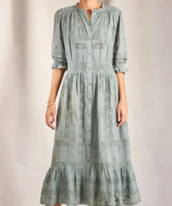 M.A.B.E Clothing Oversized 'Teagan' Emb Midi Dress