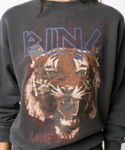 Anine Bing Clothing Faded Black 'Tiger Sweatshirt'