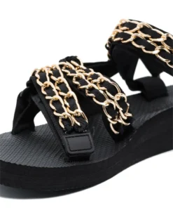Arizona Love Shoes Gold 'Trekky Trio Chain' Sandals