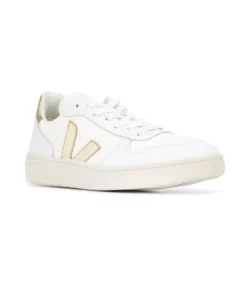 VEJA White And Gold 'V-10' Trainers Shoes