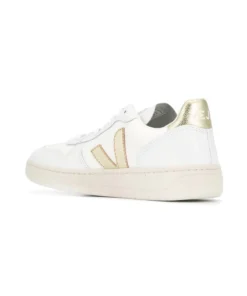 VEJA White And Gold 'V-10' Trainers Shoes