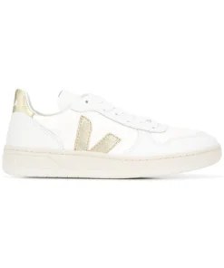 VEJA White And Gold 'V-10' Trainers Shoes