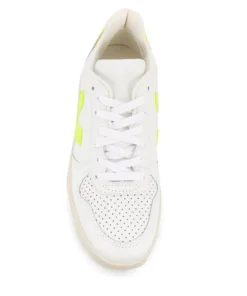 VEJA White And Neon Yellow 'V-10' Trainers Shoes