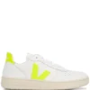 VEJA White And Neon Yellow 'V-10' Trainers Shoes