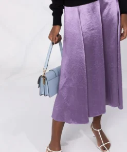 Vince Clothing Purple 'Panelled Satin Slip Midi Skirt'