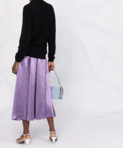 Vince Clothing Purple 'Panelled Satin Slip Midi Skirt'