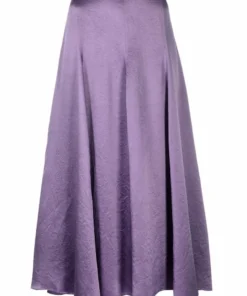 Vince Clothing Purple 'Panelled Satin Slip Midi Skirt'