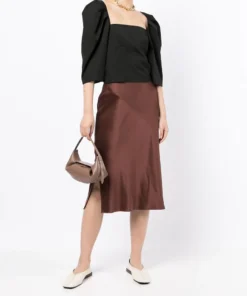 Vince Black 'Square Neck Structured Sleeve Top' Clothing