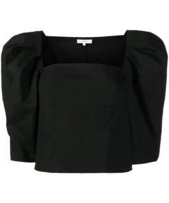 Vince Black 'Square Neck Structured Sleeve Top' Clothing