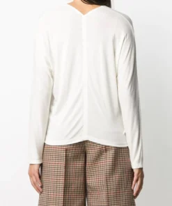 Vince Ivory 'Fine-Knit V-neck Top'