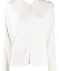 Vince Ivory 'Fine-Knit V-neck Top'