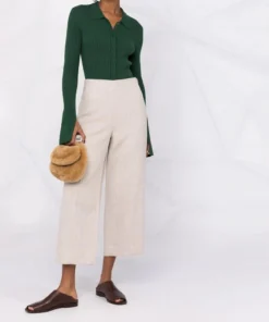 Vince Clothing Light Grey ‘Cropped Wide Leg Trousers’