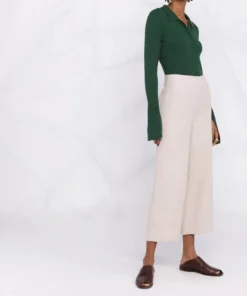 Vince Clothing Light Grey ‘Cropped Wide Leg Trousers’