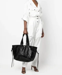 Isabel Marant New In Black 'Wardy' Crinkle Tote Bag