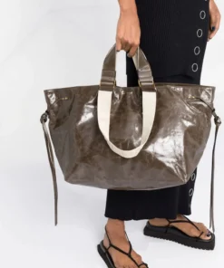 Isabel Marant New In Dark Khaki 'Wardy' Crinkle Tote Bag 10 Isabel Marant New In Dark Khaki 'Wardy' Crinkle Tote Bag