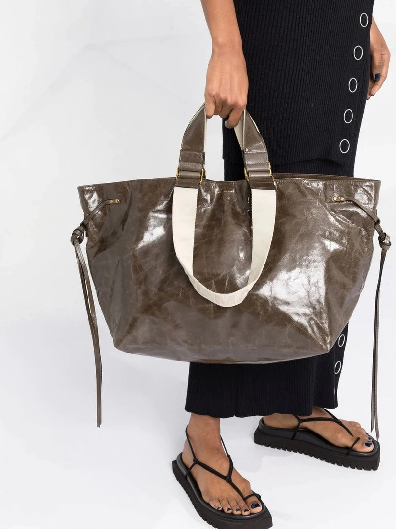 Isabel Marant New In Dark Khaki 'Wardy' Crinkle Tote Bag 5 Isabel Marant New In Dark Khaki 'Wardy' Crinkle Tote Bag