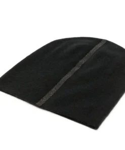 Warm Me Black 'Damian Stripe Hem Hat'