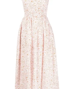 Faithfull The Brand Clothing White And Orange'Madella' Midi Dress