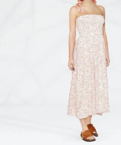 Faithfull The Brand Clothing White And Orange 'Madella' Midi Dress