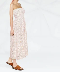 Faithfull The Brand Clothing White And Orange 'Madella' Midi Dress