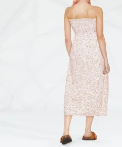 Faithfull The Brand Clothing White And Orange 'Madella' Midi Dress