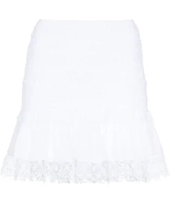 Charo Ruiz Clothing White 'Fleur' Lace Mini Skirt