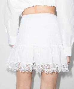 Charo Ruiz Clothing White 'Fleur' Lace Mini Skirt