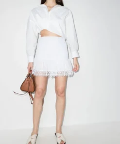 Charo Ruiz Clothing White 'Fleur' Lace Mini Skirt