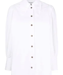 Ganni 'White Oversized Pointed Collar Shirt'