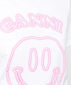 Ganni New In White 'Smiley Hotel T-shirt'