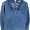 Rixo London 'Willa' Embroidered Denim Blouse