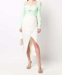 Self Portrait 'Wrap Button Midi Skirt' Clothing