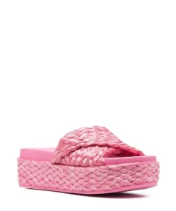 ASH 'Zen' Raffia Platform Slides Shoes